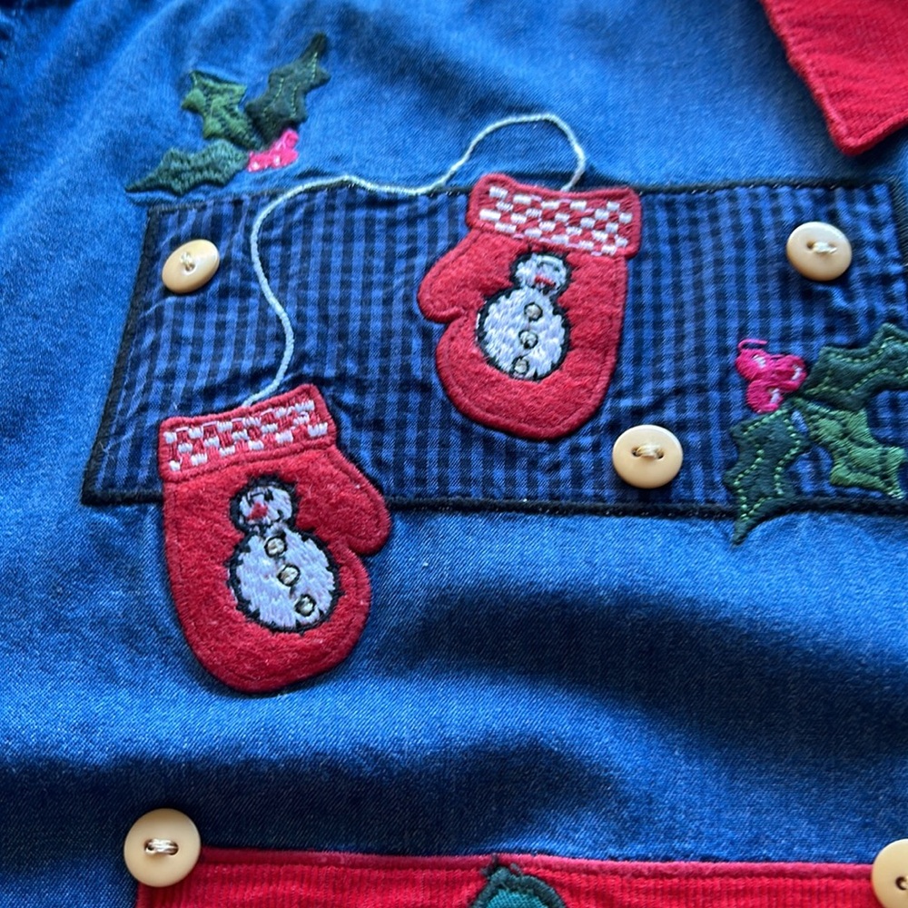 EUC Karen Scott Plus size winter denim embroidered shirt- Size 1X. - Picture 6 of 9